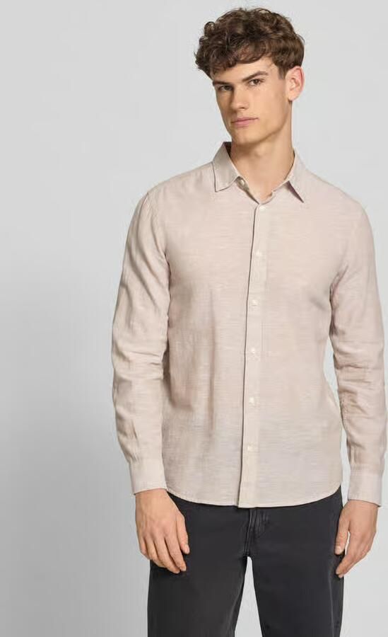 Only & Sons slim fit vrijetijdsoverhemd van mix van katoen en linnen model 'CAIDENLS SOLID' - Foto 11