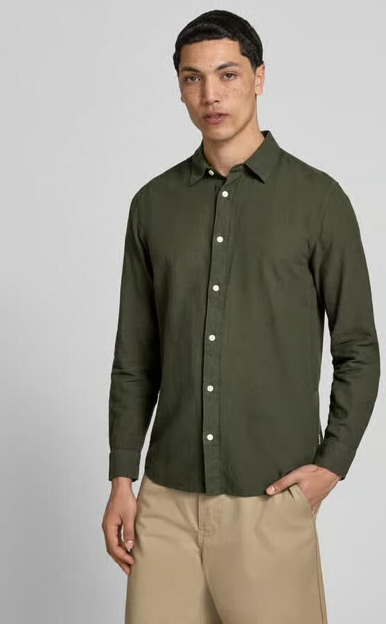 Only & Sons slim fit vrijetijdsoverhemd van mix van katoen en linnen model 'CAIDENLS SOLID' - Foto 6