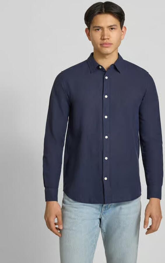 Only & Sons slim fit vrijetijdsoverhemd van mix van katoen en linnen model 'CAIDENLS SOLID' - Foto 3