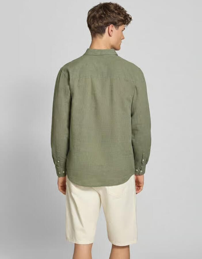 Only & Sons slim fit vrijetijdsoverhemd van mix van katoen en linnen model 'CAIDENLS SOLID' - Foto 4