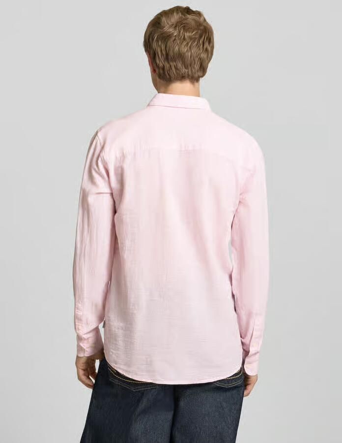 Only & Sons slim fit vrijetijdsoverhemd van mix van katoen en linnen model 'CAIDENLS SOLID' - Foto 2