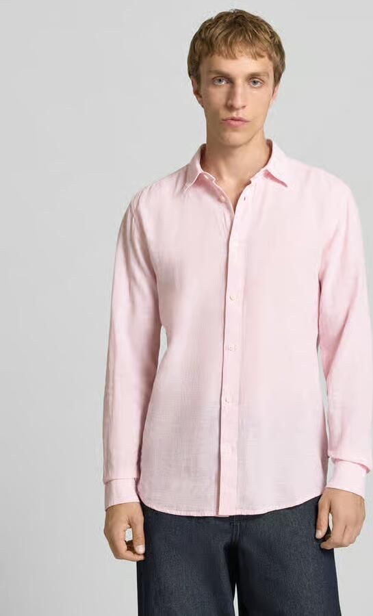 Only & Sons slim fit vrijetijdsoverhemd van mix van katoen en linnen model 'CAIDENLS SOLID' - Foto 3