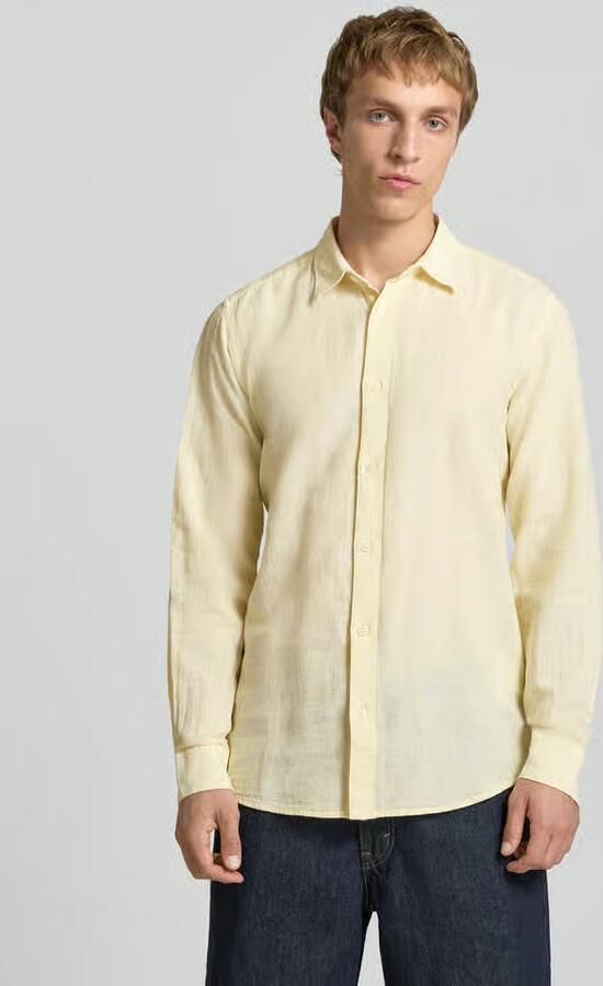 Only & Sons slim fit vrijetijdsoverhemd van mix van katoen en linnen model 'CAIDENLS SOLID' - Foto 4