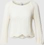 Only Korte gebreide pullover met all-over broderie anglaise model 'NOLA' - Thumbnail 2