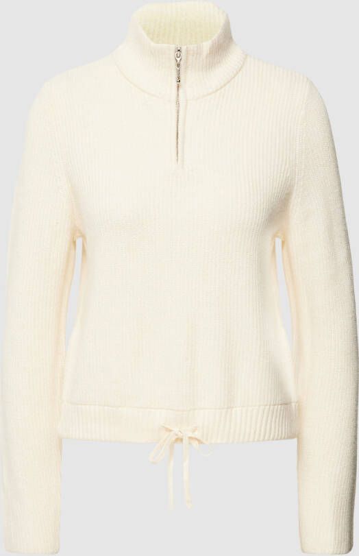 Only Ofia LS ZIP Highneck CC KNT Whitecap Gray Melange | Freewear Wit Beige Dames