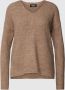 Only Onlcamilla V-Hals L S Pullover Knt: Caribou MELANGE | Freewear Bruin Brown Dames - Thumbnail 3