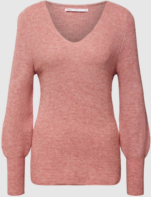 Only Gebreide pullover met V-hals model 'ONLATA'