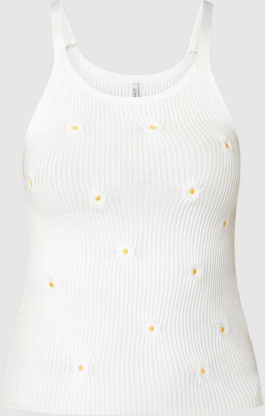 Only Gebreide top met bloemenborduursels model 'Daisy'