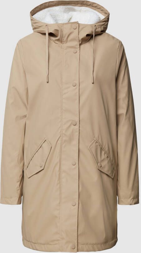 Only Regenjas ONLSALLY RAINCOAT met capuchon en voering van teddy-pluche