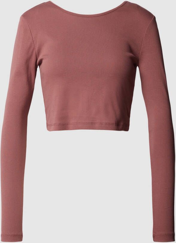 Only Stijlvolle Longsleeve Crop Top Brown Dames