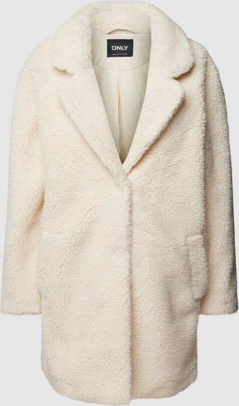 Only Regular fit lange jas van teddybont met blinde drukknoopsluiting model 'NEWAURELIA'