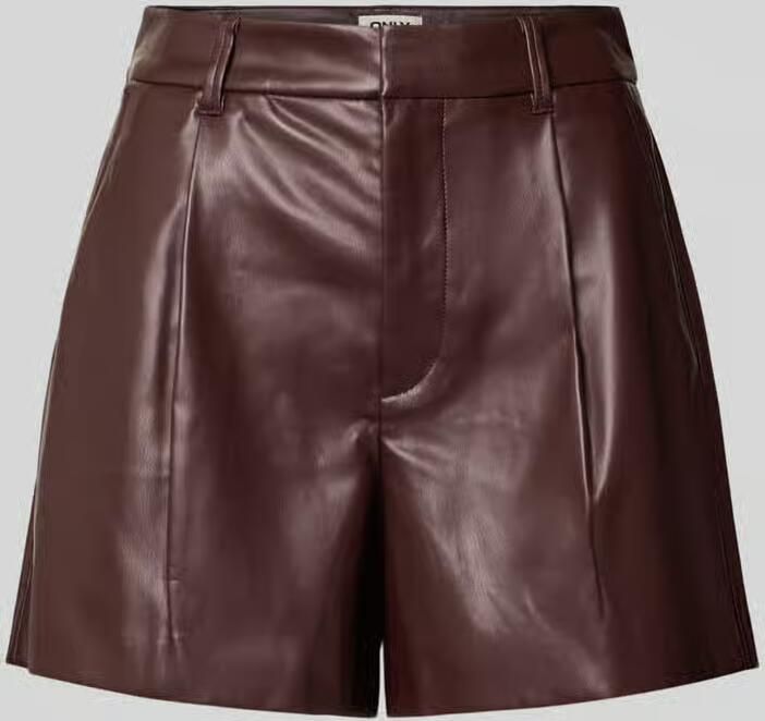 ONLY imitatieleren regular fit casual short met plooien donkerrood - Foto 3