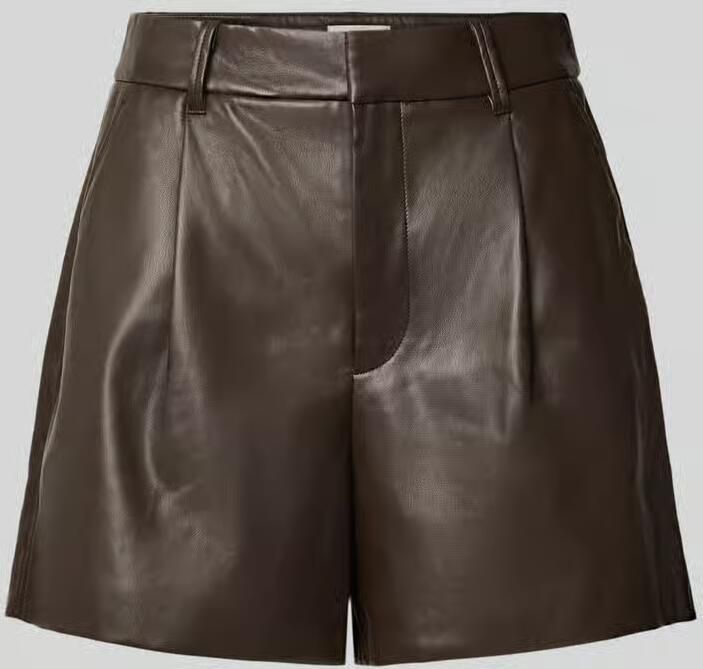ONLY imitatieleren regular fit casual short met plooien bruin - Foto 3