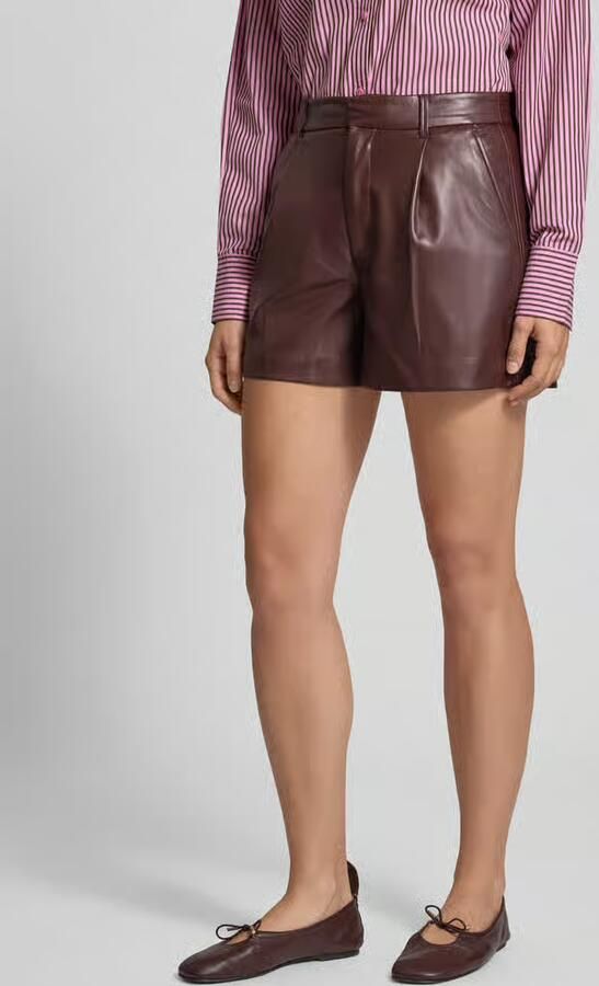 ONLY imitatieleren regular fit casual short met plooien donkerrood - Foto 4