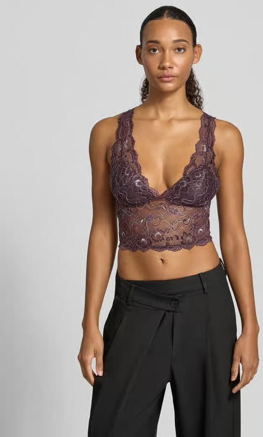 ONLY niet-voorgevormde bralette zonder beugel donkerpaars - Foto 5
