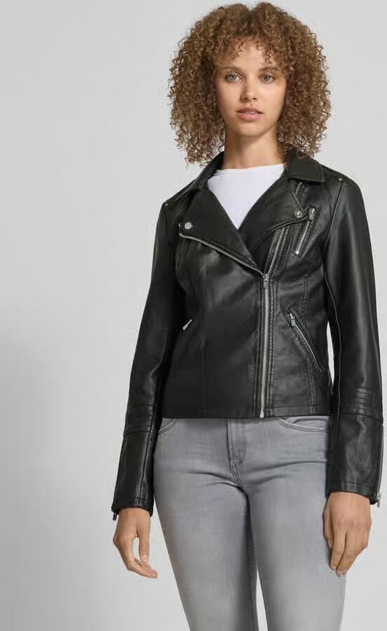 Only Imitatieleren jack ONLGEMMA – Bikerjack met asymmetrische ritssluiting getailleerd casual leerimitatie zakken met ritssluiting - Foto 10