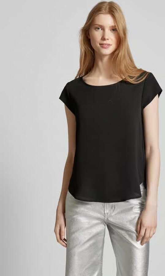 Only Blouse met korte mouwen ONLVIC – Vrouwelijke blouseshirt in losse vorm regular fit web kunstvezel ronde hals effen - Foto 11