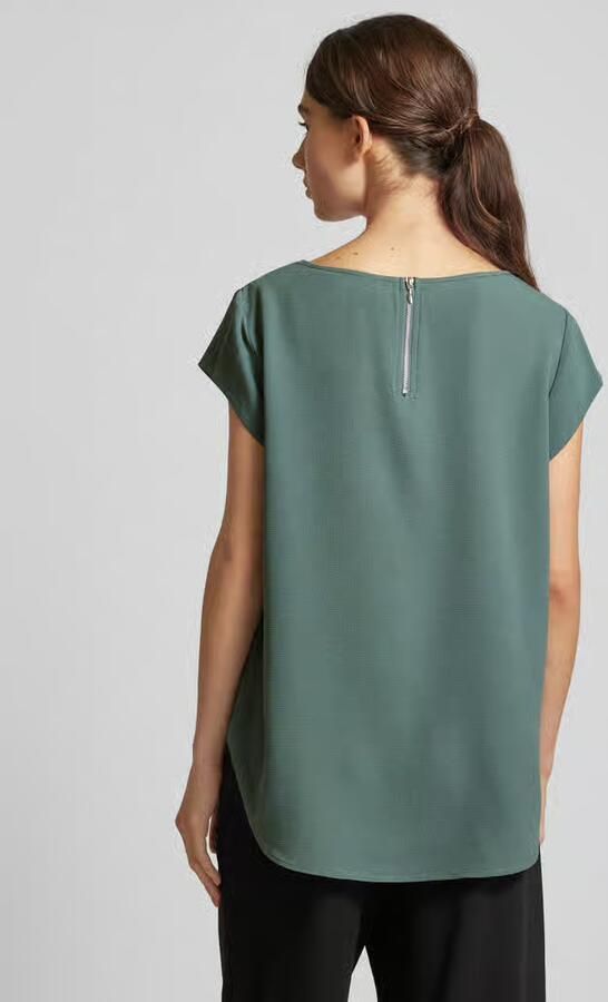 Only Blouse met korte mouwen ONLVIC – Vrouwelijke blouseshirt in losse vorm regular fit web kunstvezel ronde hals effen - Foto 4
