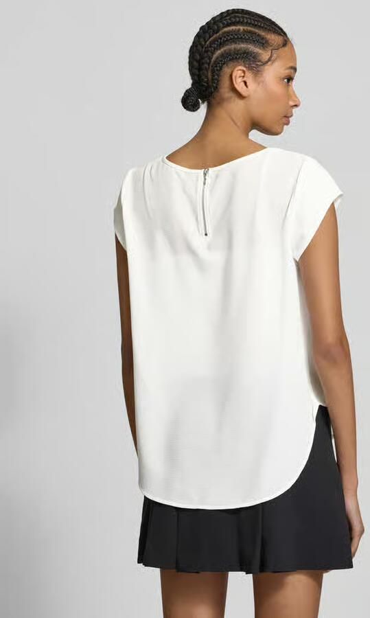 Only Blouse met korte mouwen ONLVIC – Vrouwelijke blouseshirt in losse vorm regular fit web kunstvezel ronde hals effen - Foto 9