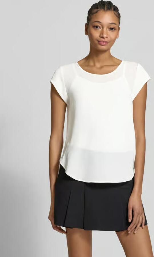 Only Blouse met korte mouwen ONLVIC – Vrouwelijke blouseshirt in losse vorm regular fit web kunstvezel ronde hals effen - Foto 10