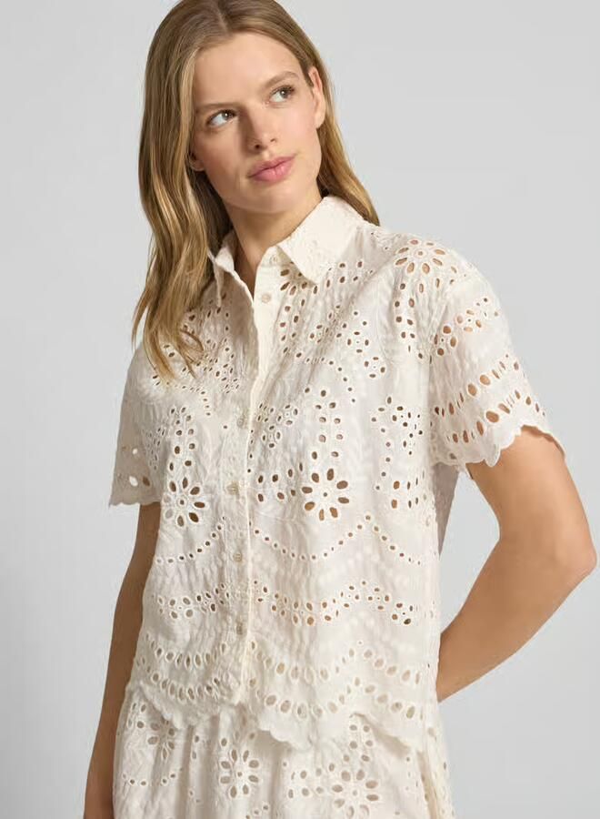 Only Boxy fit blouse met korte mouwen van puur katoen model 'NEW LALISA'