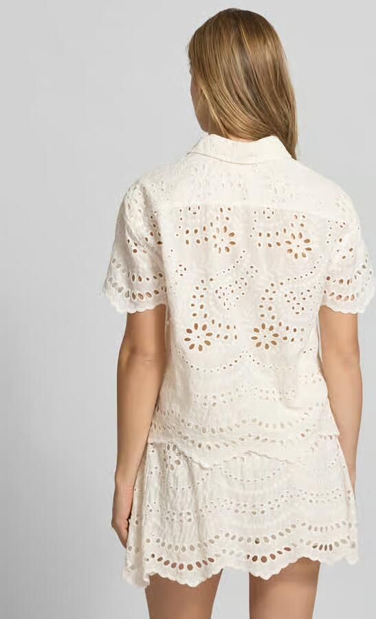 Only Boxy fit blouse met korte mouwen van puur katoen model 'NEW LALISA'