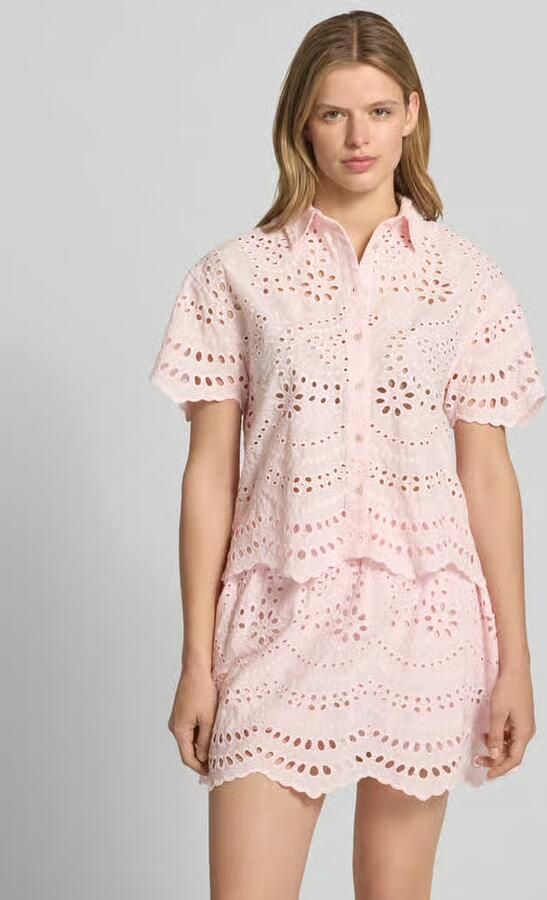 Only Boxy fit blouse met korte mouwen van puur katoen model 'NEW LALISA' - Foto 4