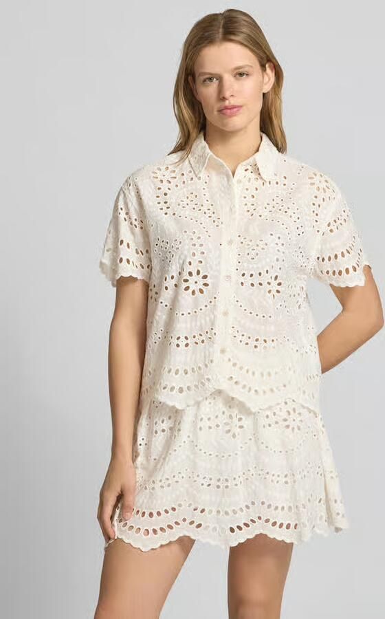 Only Boxy fit blouse met korte mouwen van puur katoen model 'NEW LALISA' - Foto 4