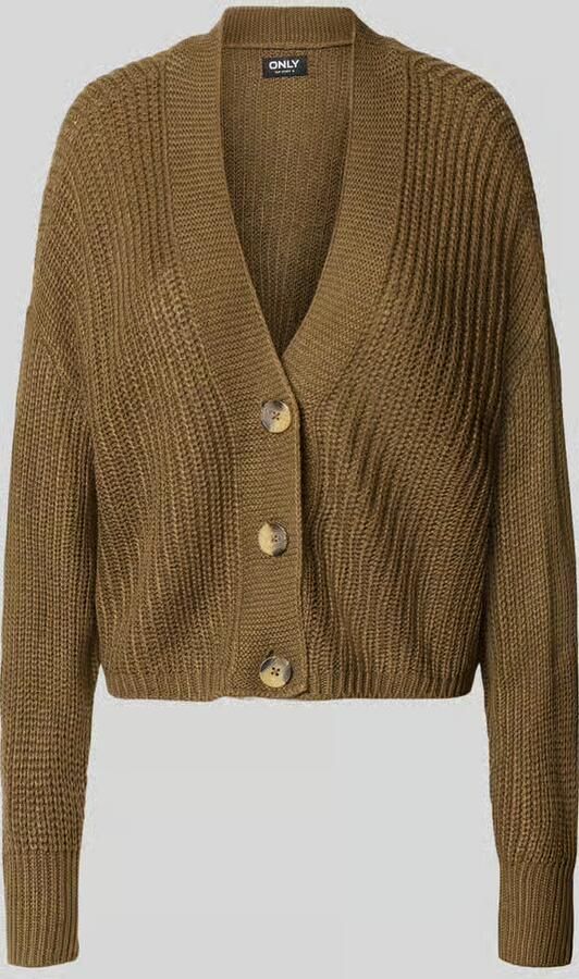 Only boxy fit gebreid jack met v-hals model 'CAROL'