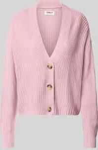 Only boxy fit gebreid jack met v-hals model 'CAROL'