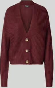 Only boxy fit gebreid jack met v-hals model 'CAROL'