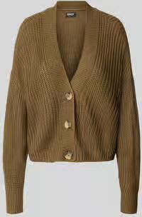 Only boxy fit gebreid jack met v-hals model 'CAROL'