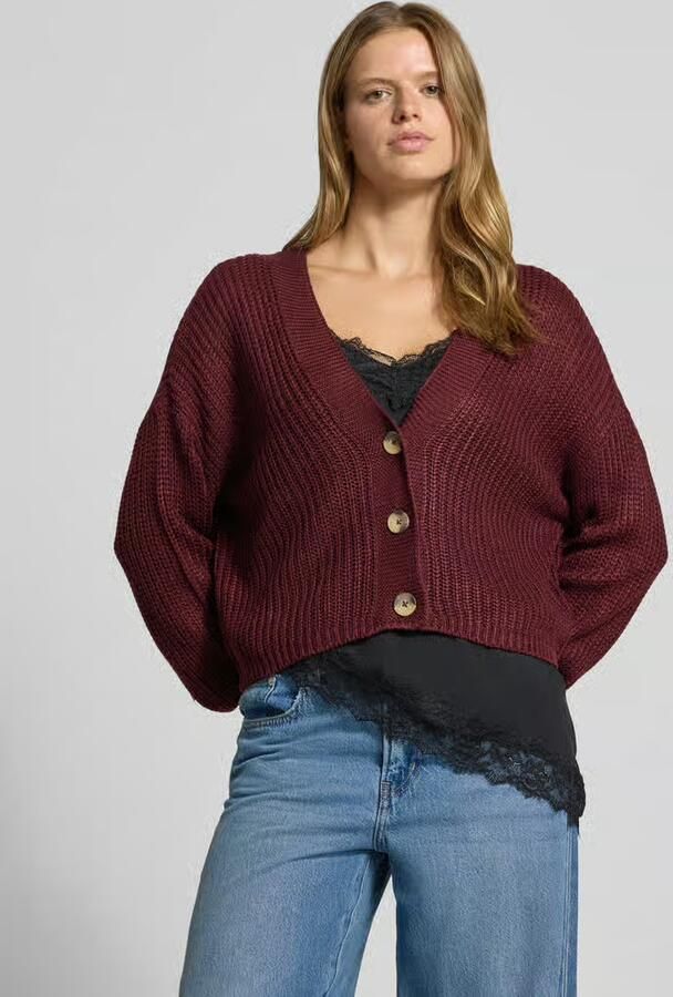 Only boxy fit gebreid jack met v-hals model 'CAROL' - Foto 2