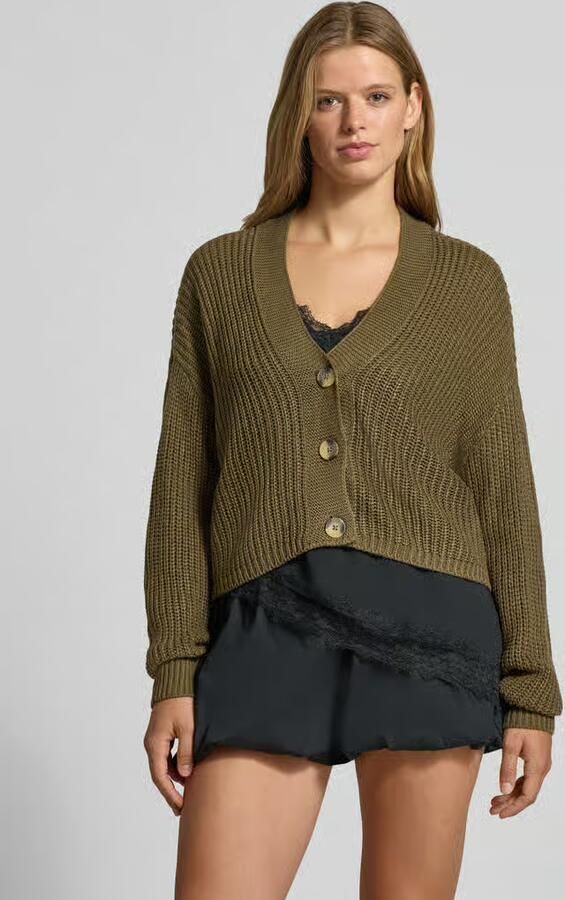 Only boxy fit gebreid jack met v-hals model 'CAROL' - Foto 3