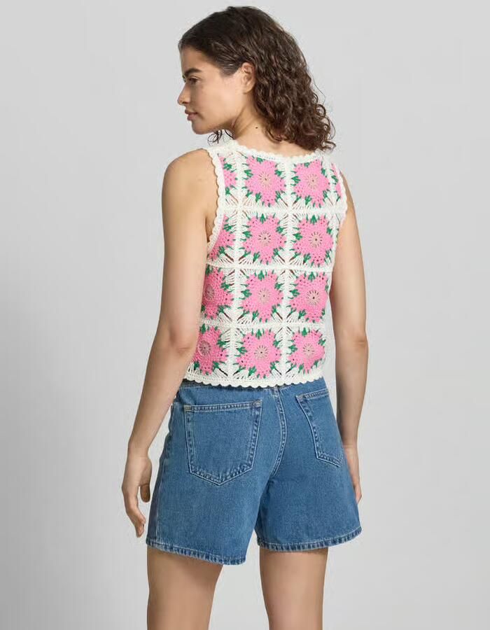 Only boxy fit knitwear-top met all-over motief model 'EMMA'