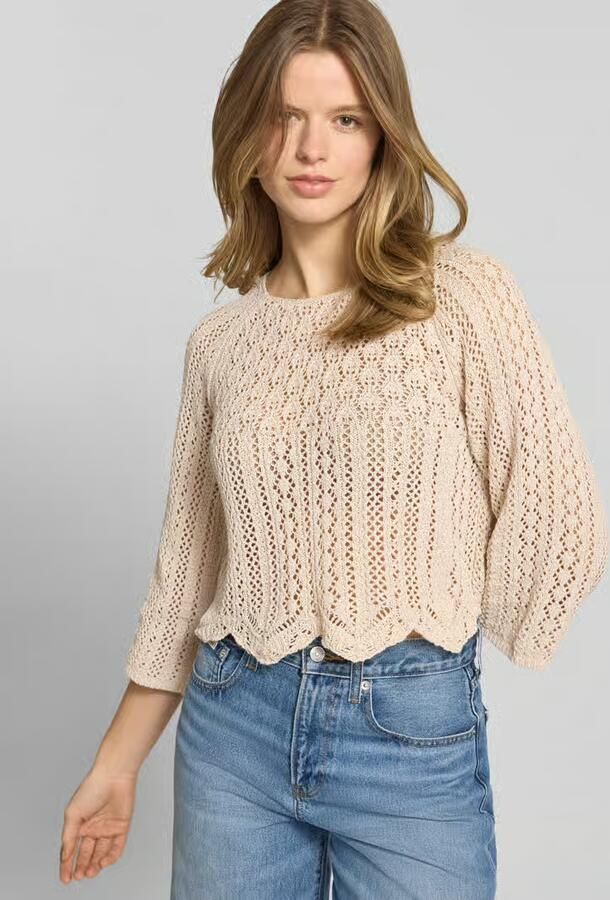 Only Korte gebreide pullover met all-over broderie anglaise model 'NOLA' - Foto 2