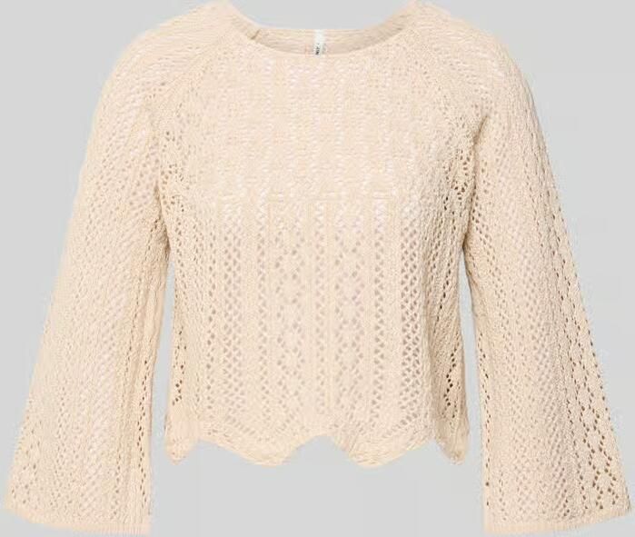 Only Korte gebreide pullover met all-over broderie anglaise model 'NOLA' - Foto 4