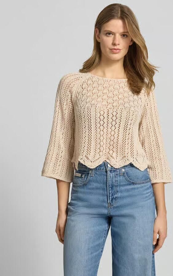 Only Korte gebreide pullover met all-over broderie anglaise model 'NOLA' - Foto 5