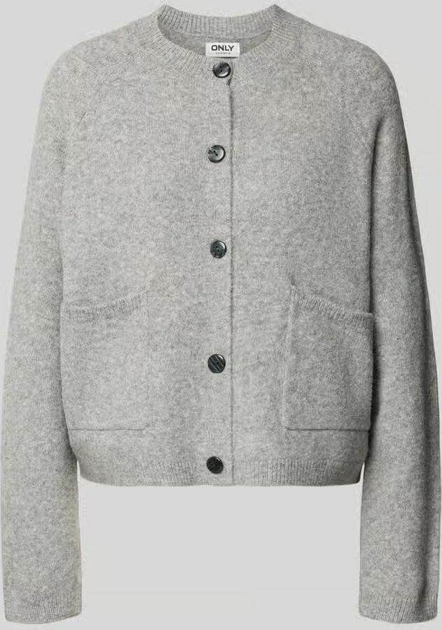ONLY rechtvallend gebreid vest met wol grijs - Foto 3