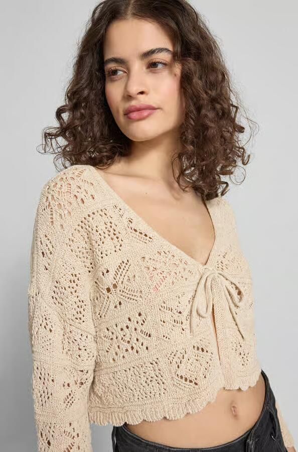 Only Kort gebreid jack met broderie anglaise model 'BEACH LIFE' - Foto 4