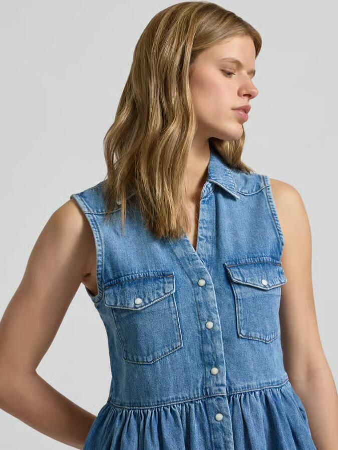 Only Getailleerd denimjurk van puur katoen model 'CYRUS'