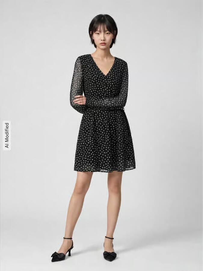 Only Getailleerde blousejurk met all-over motief model 'CERA' - Foto 3