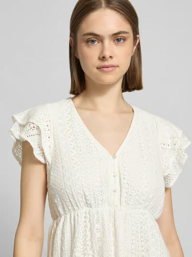 Only Licht uitlopende kanten jurk van puur katoen model 'HELENA' - Foto 4
