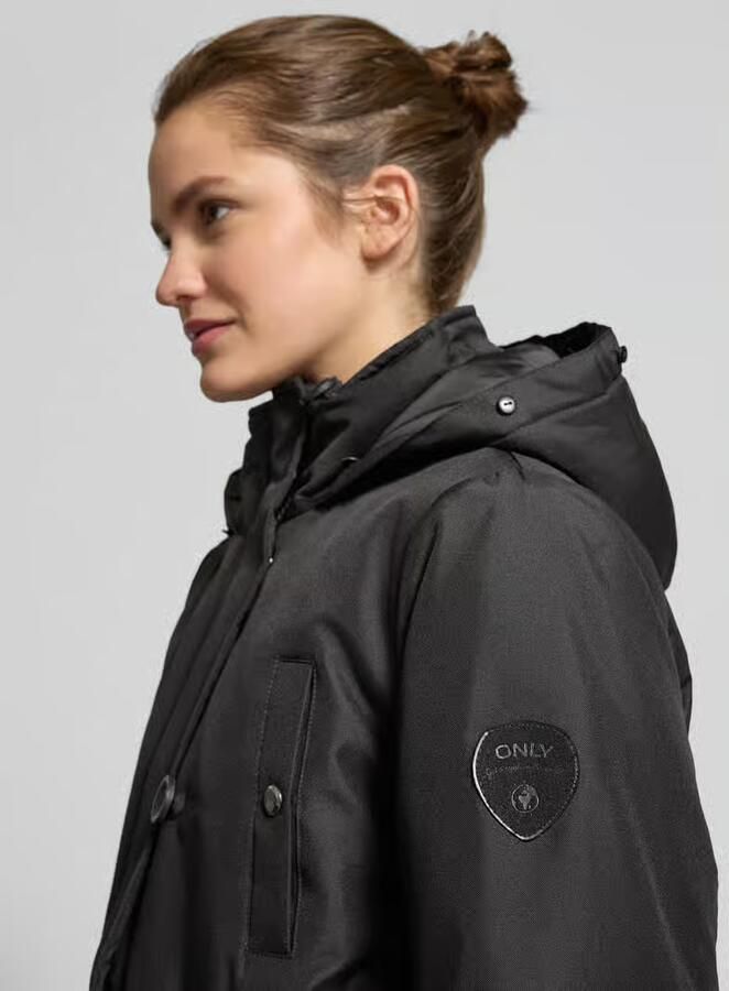 Only Zwarte Hoodie met Ritssluiting en Knoopsluiting Black Dames - Foto 5