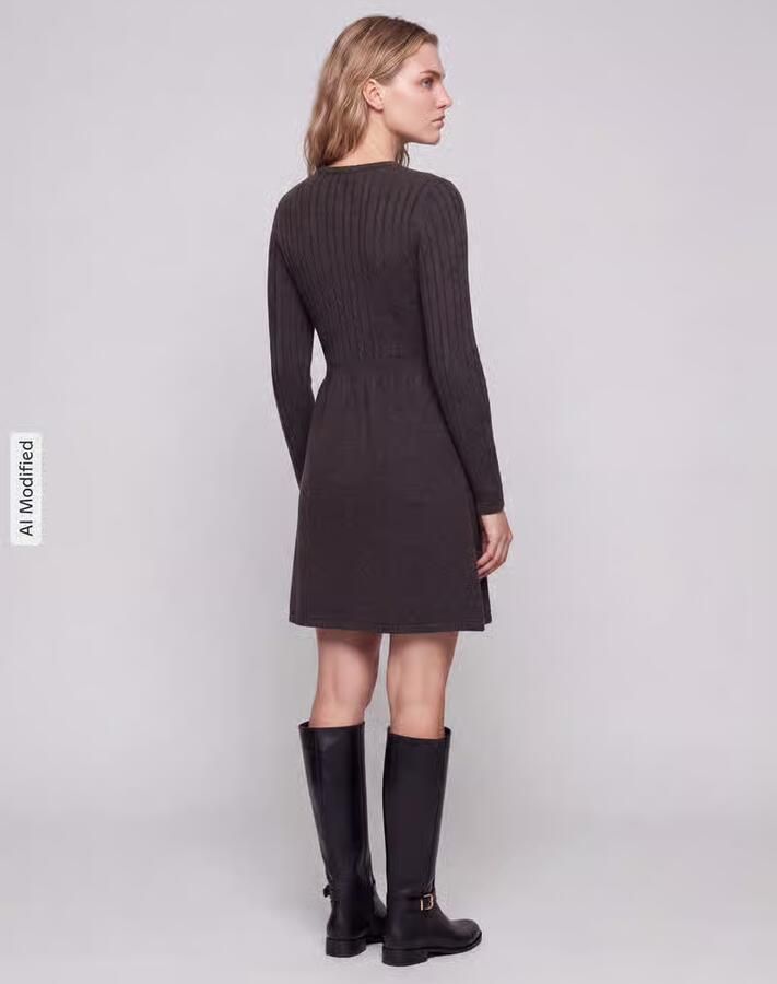 Only Getailleerde tricotjurk van viscosemix model 'FIA' - Foto 3