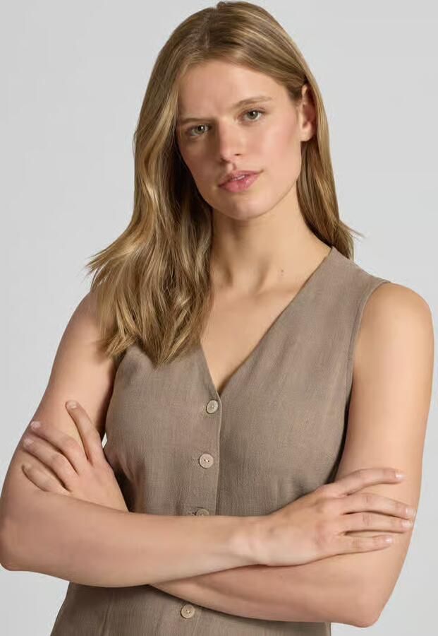 Only Getailleerde vrijetijdsjurk van mix van viscose en linnen model 'SIESTA'