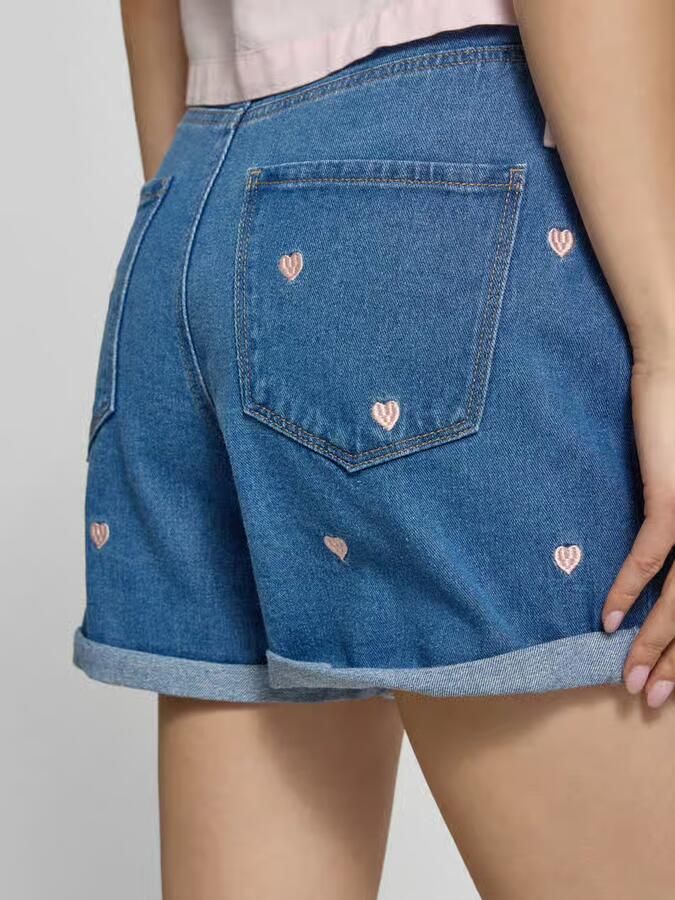 ONLY regular waist denim short met hartjes medium blue denim - Foto 4