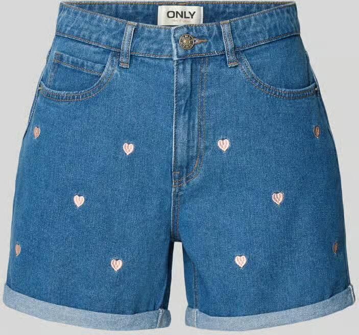 ONLY regular waist denim short met hartjes medium blue denim - Foto 5