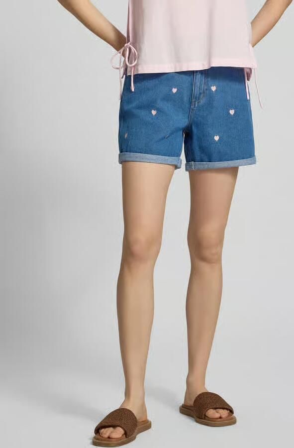 ONLY regular waist denim short met hartjes medium blue denim - Foto 5