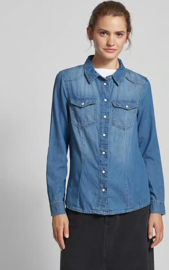 Only Denim Blouse met Lange Mouwen Alexa Stijl Blue Dames - Foto 10